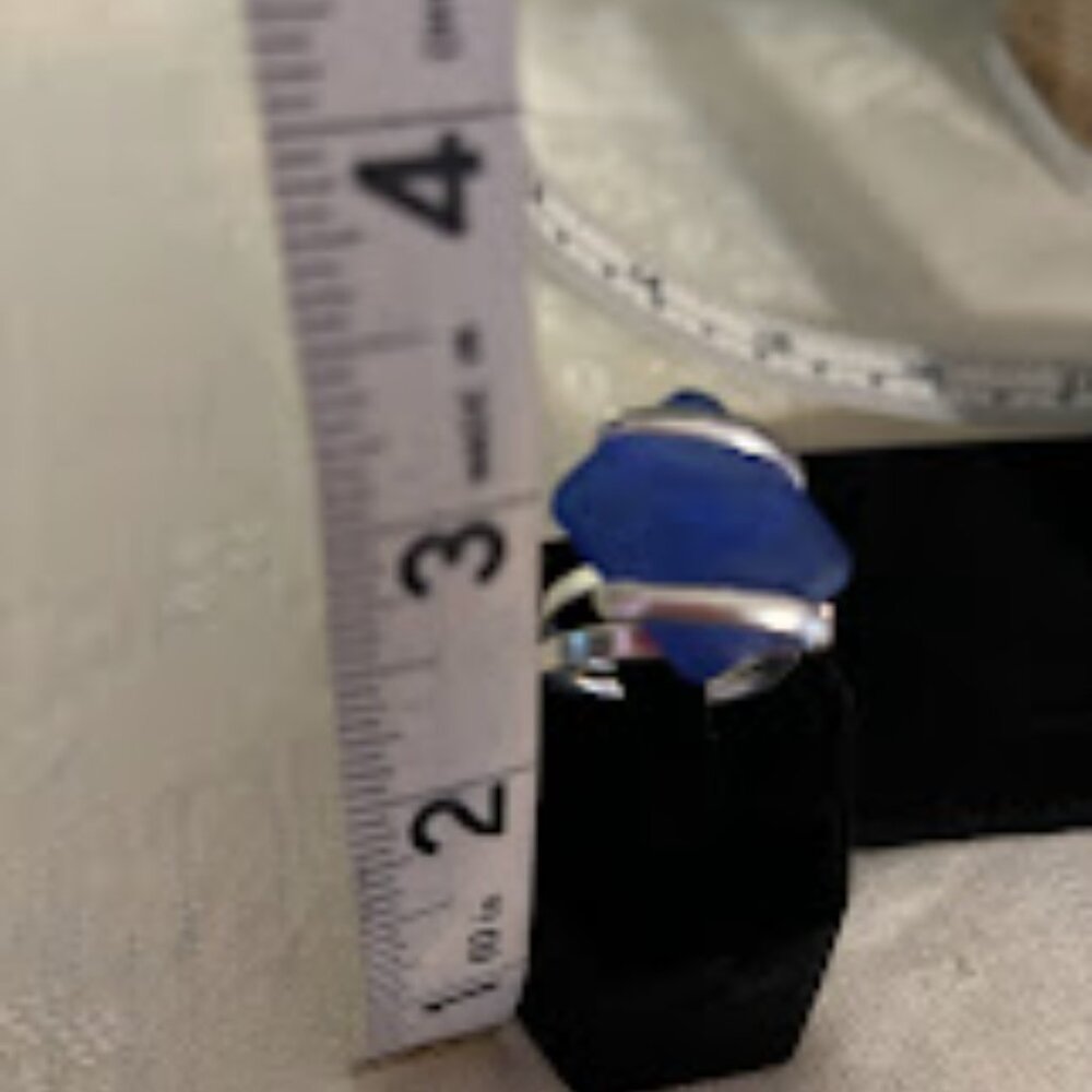 Beautiful Blue Color Cuff Bracelet and Ring (size 10) in Silver Tone - Picture 13 of 14